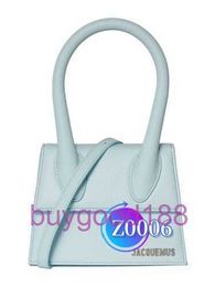 Delicate Luxury Jaq Designer Tote Light Blue Leather Bag New Solid Colour Fashionable Texture One Shoulder Small Handbag