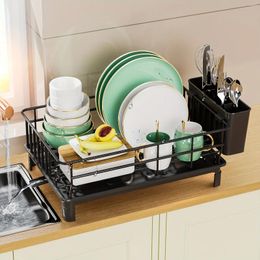 Kitchen Storage Dish Drying Rack With Utensil Holder And Drainboard Space Saving Racks For Counter Easy Installation