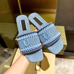 Designer sandal double tazz Slipper Luxury woman men shoe Summer Beach denim Sliders embroidery Mule Wedge pool Slide loafer Outdoor sport shoes Flip Flops sandale