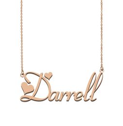 Darrell Name Necklace Pendant for Women Girls Birthday Gift Custom Nameplate Kids Friends Jewellery 18k Gold Plated Stainless S8313405