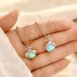 Pendants KOFSAC 2024 Trendy 925 Sterling Silver Necklaces For Women Sweet Cute Firefly Pendant Jewelry Clavicle Chain Lady Birthday Gifts
