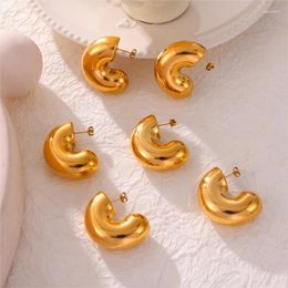 Hoop Earrings Gold-Plated Large For Women 316L Stainless Steel Luxury Semicircle Colorfast Jewellery 2024 Accessories