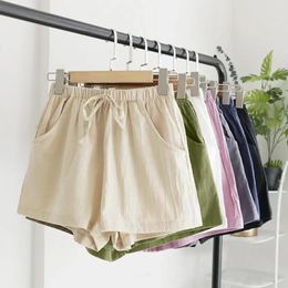 Women's Shorts Cotton Linen Sports Summer Solid High Waist Black Women Fashion Plus Size Casual Basic Short Pants