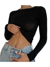 Women's T Shirts Womens Print Crop Top Y2K E-Girls 90s Long Sleeve Shirt Graphic Slim Fit Blouse Tops Fall WInter Streetwear