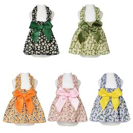 10PC/Lot Summer Dog Cat Dress Floral Princess Bow Puppy Skirts Small Clothes Pet Apparel 240429