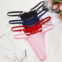 Women's Panties Female Underwear Lingerie For Ladies Sexy Love Chain Bow Tie Low Waisted Seamless Cotton Women Thong