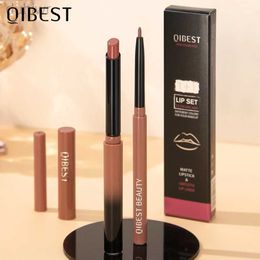 Lip Pencils New matte nude lipstick pen durable lipstick pencil waterproof lipstick contour sexy red lipstick set d240510