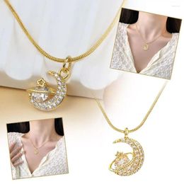 Pendant Necklaces Charm Star Moon Necklace For Women Elegant Stainless Steel Rhinestone Chain Chokers Luxury Wedding Bride Jewellery Gi K7B4