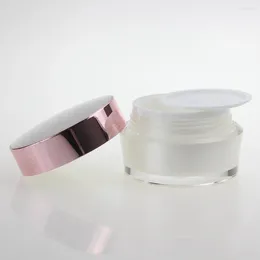 Storage Bottles 50g Acrylic Skin Care Cream Jar Pink Aluminium Cap With Cosmetic Container