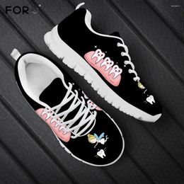 Casual Shoes FORUDESIGNS Brand Design Ladies Lovely Cartoon Dental Fairy Tooth Print Women Flats Sneakers Fashion Outdoor Walking