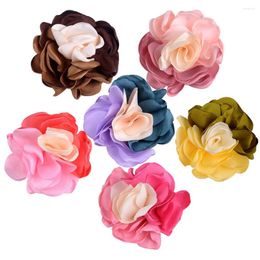 Decorative Flowers 10PCS/Lot 6CM Handmade 3 Colours Burned Edge Satin Rose Fabric Artificial For Hats Dress Decoration Hair Accessories