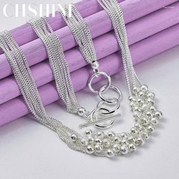 Catene chshine 925 sterling in argento opaco collana per perle da donna per le donne impegnati di fiume gioielli
