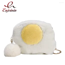 Evening Bags Fun Soft Egg Shape Casual Young Girl Chain Shoulder Bag Crossbody Mini Messenger Clutch For Women Flap