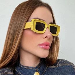 Sunglasses Square For Women Trendy Retro Fashion Rectangle Yellow Eyewear Sun Glasses Ladies Punk UV400 Oculos