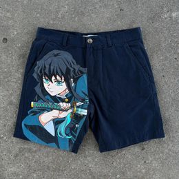 Japanese Y2K Pants Graphic Baggy Denim Gym Streetwear basketball shorts men women Harajuku Gothic Anime Short for clothing 240506