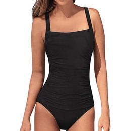 2020 New Vintage One Piece Swimsuit Women Swimwear Push Up Bathing Suit Ruched Tummy Control Monokini Retro Plus Size Beachwear MX3659678