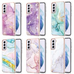 Cell Phone Cases For Samsung S24 Ultra S23 S22 Plus Ultra Double Coated Electroplated Marble Designer Mobile Phone Case