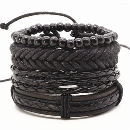 Charm Bracelets Black Boho Punk Wrap Leather Bracelet Men Homme Bileklik Accesorios Pulseras Mujer For Women Jewellery 2024