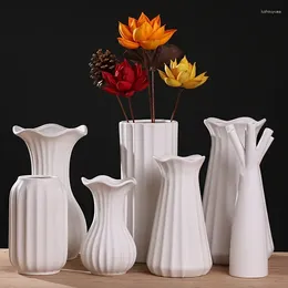 Vases Modern Nordic Ceramic Flower Vase Rustic Home Decor Room White Living Decoration For Bedroom