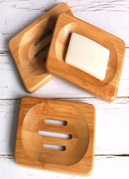 Natural Bamboo Wood Soap Dish Storage Holder Bathroom Round Drain Soap Box Rectangular Square EcoFriendly Wooden Soap Tray Holder4917504