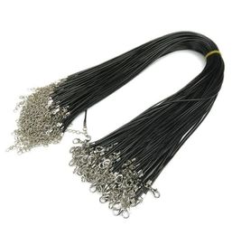 Black Wax Cord Rope 15mm 2mm PU Leather Wire for DIY Pendant Necklace Gift with Lobster Clasp Link Chain Charms Jewellery Accessori1622805