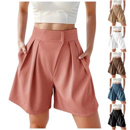 Women's Shorts WomenS Pants Wide Leg High Waisted Shorts Summer Casual Soft A Line Shorts With Pockets Roupas Femininas Frete GrTis 2024 Y240504