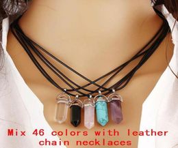 Necklace Silver Stainless Steel Jewellery Natural Stone Pendants Statement Chokers Necklaces Rose Quartz Healing Crystals Necklac7201701560