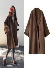 Women039s Wool Blends Women039s Autumn Winter Long Faux Wool Coat Outerwear Ladies Korean Cashmere Female Loose Overcoat Clo2884206