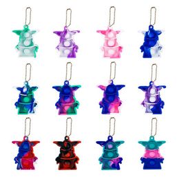 Pop Its Fidget Toys Keychain Key Ring Simple Dimple Sensory Push Bubble Decompression Toy Stress Reliever Colourful Animal Design C5950918