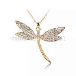 Exquisite Dragonfly Pendant Necklace Charming Women's Wedding Crystal Jewellery Fashion Lady Party Accessories