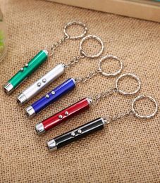 Red Laser Pointer Pen Key Ring with White LED Light Show Portable Infrared Stick Funny Cats Pet Toys Whole5909305