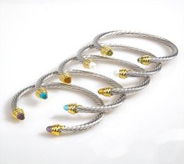 Cable Bracelet 5mm Gold Luxurious Women And Men Hip Hop Jewellery Zirconia Crystal Open Bracelet6836138