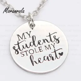 Pendant Necklaces Arried "My Students Stole My Heart "Copper Necklace Keychain Charm Hand-Stamped Jewellery Graduation School Teacher Gift
