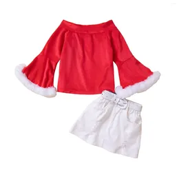 Clothing Sets Kids Girls Christmas Suit Long Sleeve Sweatshirt Top And Pants Set 2 Outfits Crop Sweat Outfit