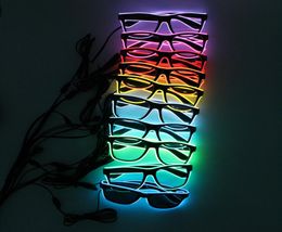 LED EL Wire Glasses Light Up Glow Sunglasses Eyewear Shades Rave Costume Party DJ Bright Sunglasses Nightclub Party LED Flashing G8882209