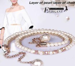 Feimu allmatch pearl belly chain Women crystal diamond thin belt onepiece dress decoration accessories strap4976895