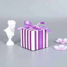 3Pcs Gift Wrap 10Pcs/Bag Wedding Chocolate Box Candy Box Baking Package Wedding Party Decorations Wedding Invitations Mini Stripe Gift Box