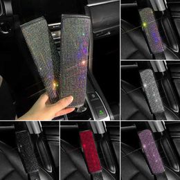Other Interior Accessories 2Pcs Bling Car Seat Belt Ornament Rhinestone Shoulder Pads Shoulder Protector Pad Cover Cushion Car Accessories for Women T240509
