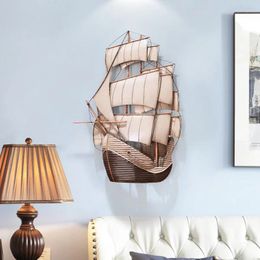 Decorative Figurines Mediterranean Wrought Iron Sailing Vessel Wall Decoration Nordic Porch Hanging Pieces Creative