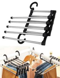 5 in 1 Multifunctional Trouser Storage Rack Adjustable Pants Tie Storage Shelf Closet Organiser Stainless Steel Clothes Hanger3155892664