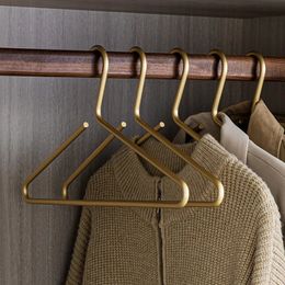 5pcs Coat Hangers Solid Aluminum Alloy Seamless Matte Gold Clothes Hanger Trousers Sweater Storage Racks Wardrobe Organizer 240510