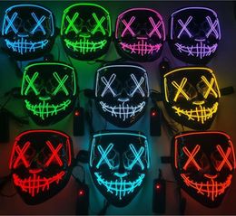 DHL Halloween Mask LED Light Up Glowing Party Funny Masks The Purge Election Year Great Festival Cosplay Costume Supplies Coser fa1383928