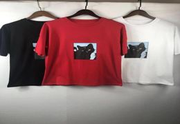 Fashion Mens Designer T Shirt Summer Men Women Couples Cat Print Short Sleeve Luxury Womens Tee 3 Colors Size SXL3727708