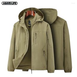 Men's Jackets Spring Autumn Hooded Coats Young Middle-aged Multi-pocket Cargo Casual Loose Outdoor Windproof Men Hiking Clothing