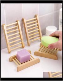 Bath Garden Drop Delivery 2021 Natural Wooden Dishes Soap Tray Holder Shower Bathroom Accessories No Punching Drain Rack Home Su8444283