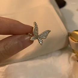 Backs Earrings 1PC Bling Crystal Butterfly Ear Clips Without Piercing For Women Fashion Cuff 2024 Korean Kpop Jewellery