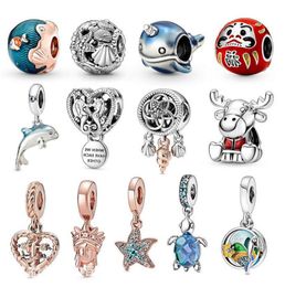 2020 New 925 Sterling Silver Jewelry Summer new ocean series dolphin turtle Charm Beads Fits Bracelets Necklace For Women 8517816