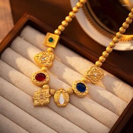 Pendant Necklaces Vintage Necklace Women's Love Plated Real Gold Temperament High-end Fashion Dinner Party Gift Collarbone Chain For Girls