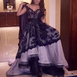 Arabic Dubai Lace Prom Dresses Organza Black Women Formal Evening Arabian Party Gowns Vestido De Festa Customise 0510