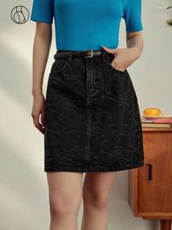 Skirts DUSHU High Street Style Casual A-line Jacquard Denim Skirt For Women Summer Chic Versatile Waist Slim Short Female